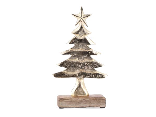 Tannenbaum Alu auf Holzsockel   H27 B16 T5cm