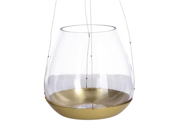 Hänger Glas i Messingschale Draht-Drops  D15 L45cm