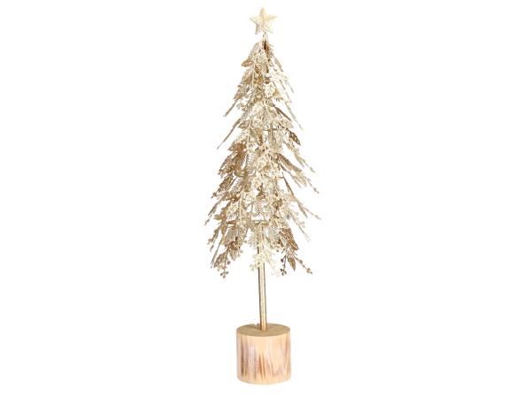 Tannenbaum Blech Blatt-Beere auf Holzsockel  D15 H56cm (Base D8,5cm)