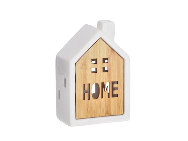 Haus Porzellan/Holz Home LED beleuchtet  (Knopfzellen 2xLR44)  