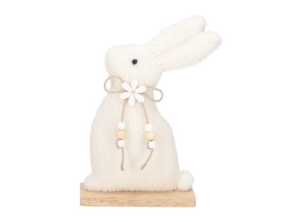 Hase sitzend Plüsch m Holzblüte z Stellen
 B16 T6 H22cm