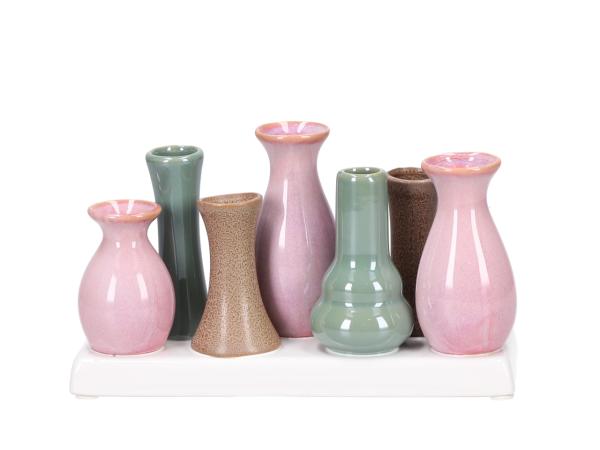 Kombinationsvase Keramik x7 salbei-rose-braun B20 T7 H10cm