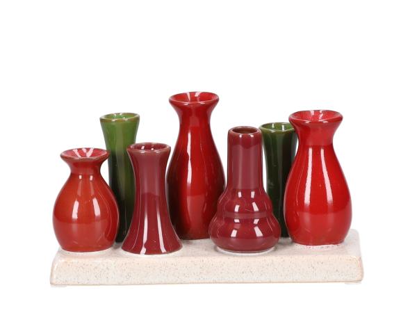 Kombinationsvase Keramik x7 rot-dkrot-grün B20 T7 H10cm