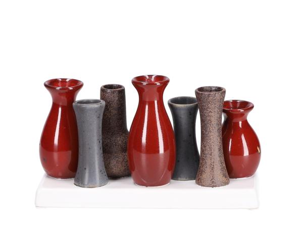 Kombinationsvase Keramik x7 bordo-braun-grau B20 T7 H10cm