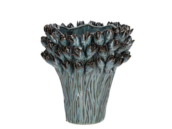 Vase Knospen Porzellan handgefertigt glasiert D28 H29cm