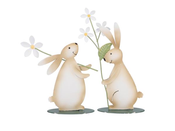 Hase bauchig m Blume 2Mod Blech z Stellen B9 T2,5 H10cm