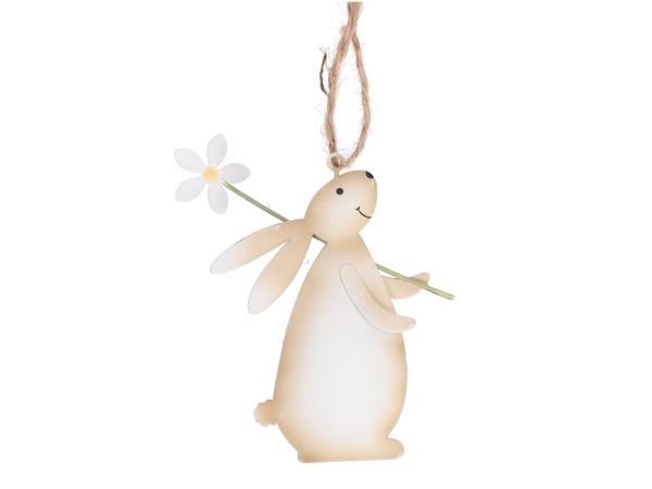 Hänger Hase bauchig m Blume 2Mod Blech B7,5 T1 L10,5cm