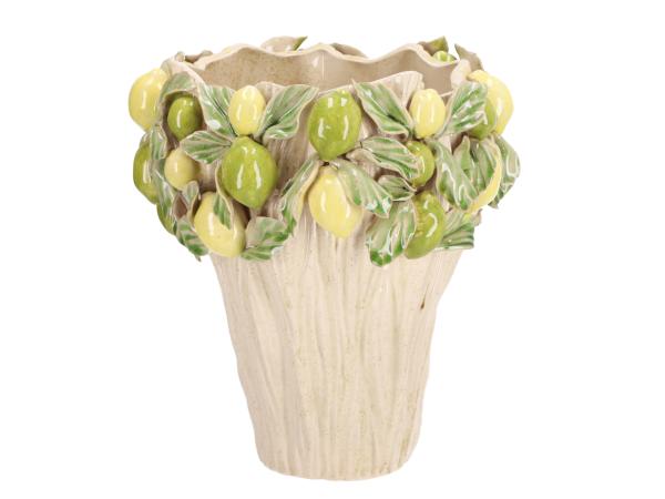 Topf Vase m Zitrone/Limette Keramik glasiert D27,5 H29cm