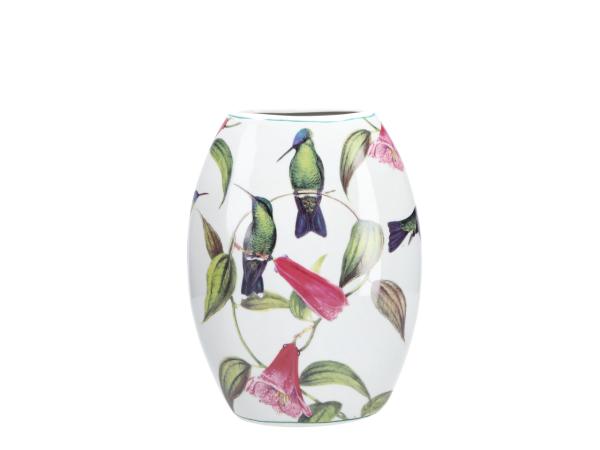 Vase Diskuss Porzellan Kolibri u Glockenblume D25cm