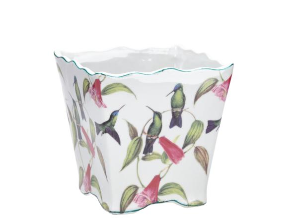 Vase Quadrat Porzellan Kolibri u Glockenblume 