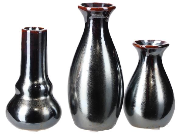 Tischvase 3Mod Porzellan glasiert D6 H9/11/14cm