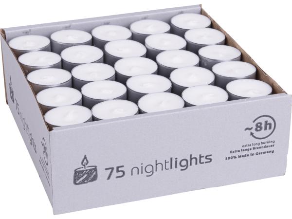 Nightlights 60St Alu-Hülle D38mm ca. 8Std Brenndauer Teelicht D38 H24mm