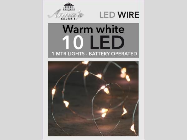 Lichterkette LED warmweiss Silberdraht 10Lichter batteriebetrieben indoor L100cm (+10cm)