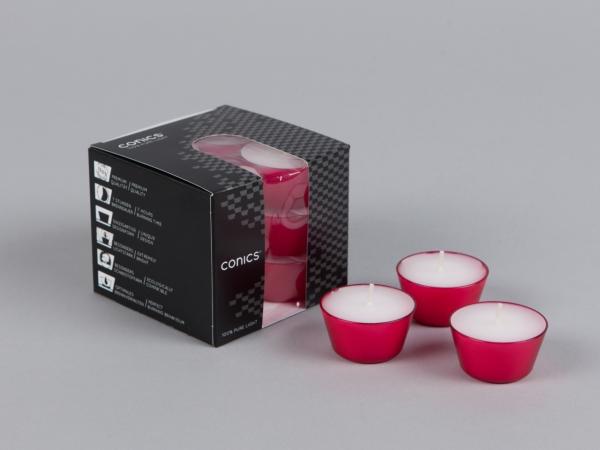 Teelicht konisch Conics PVC-Hülle pink 12St ca 7Std Brenndauer   D46 H25mm