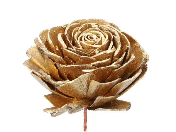 Rose Solablüte D10cm a Draht gold  