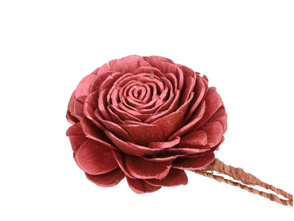 Rose Solablüte D10cm a Draht marsala metallic D10 Draht 20cm