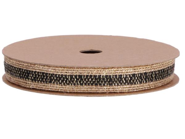 Band Jute gold meliert m Draht 15mm 15mr 15mm 15mr