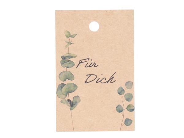 Anhänger Papier "Für Dich" m grünen Eucalyptus H80 B55mm H80 B55mm