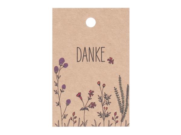 Anhänger Papier "DANKE" m Blumen H80 B55mm H80 B55mm