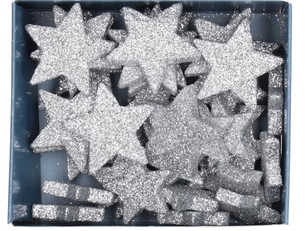 Stern glitter lackiert - 2 Größen sortiert - 36ST/box D4/5cm